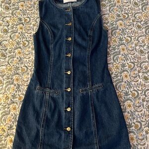 Meshki Denim Mini Dress with Gold Buttons